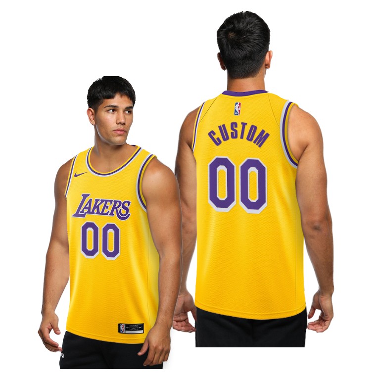 Men's Los Angeles Lakers Custom #00 NBA 2020-21 Icon Edition Gold Basketball Jersey MLO6683NC